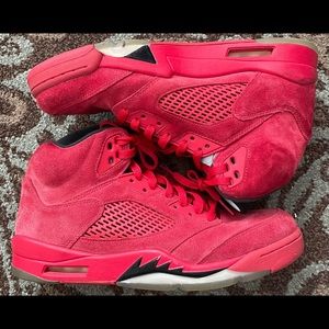 Air Jordan 5 Red Suede Men Size 9.5
